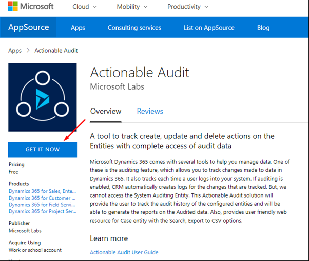 Actionable audit Appsource