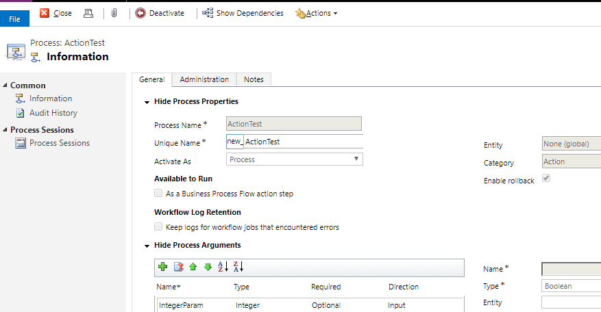 Action Details Steps