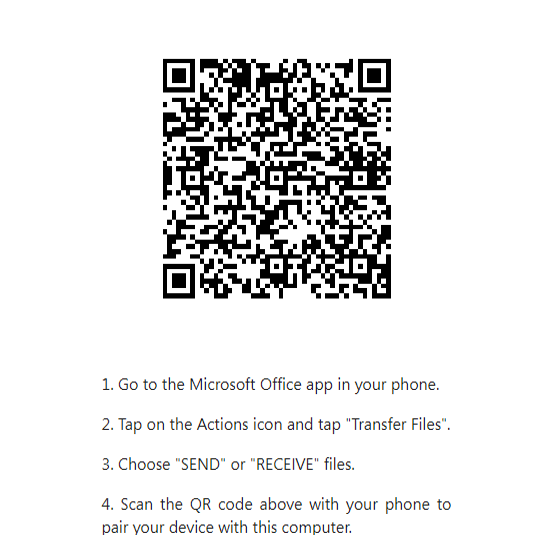 Scan QR code and transfer files