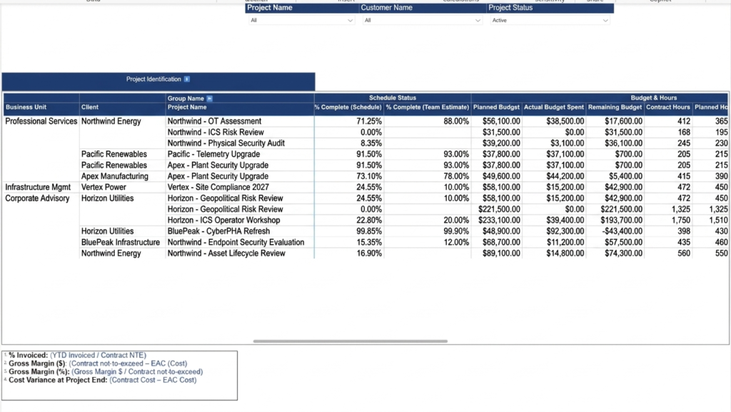 Power BI Financial Matrix Report