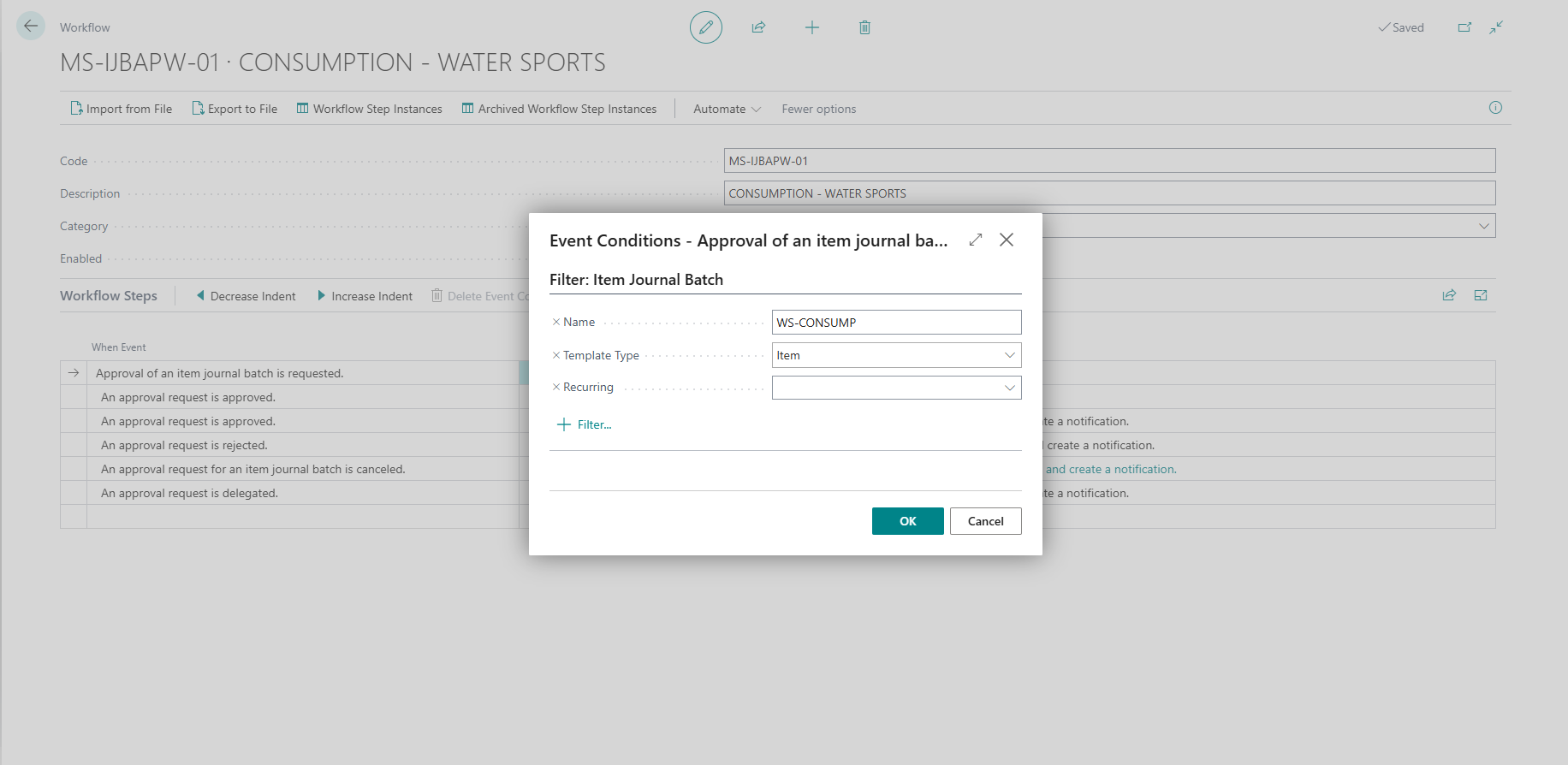 Workflow event condition filtered on Usage Location Code